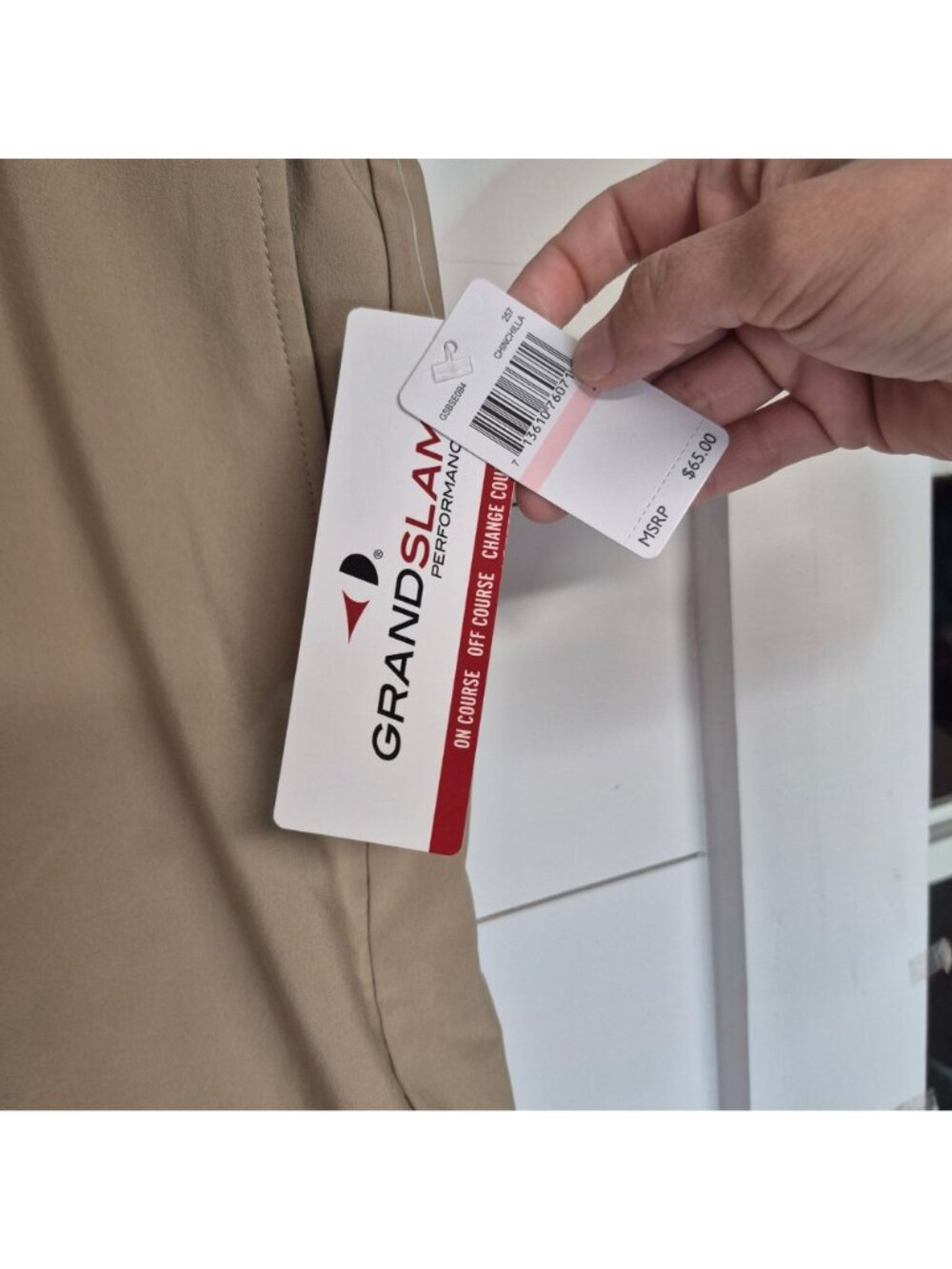 Grand Slam Mens Khaki 4-Way Stretch Golf Shorts With Active Waistband Sun Protec - Picture 4 of 7